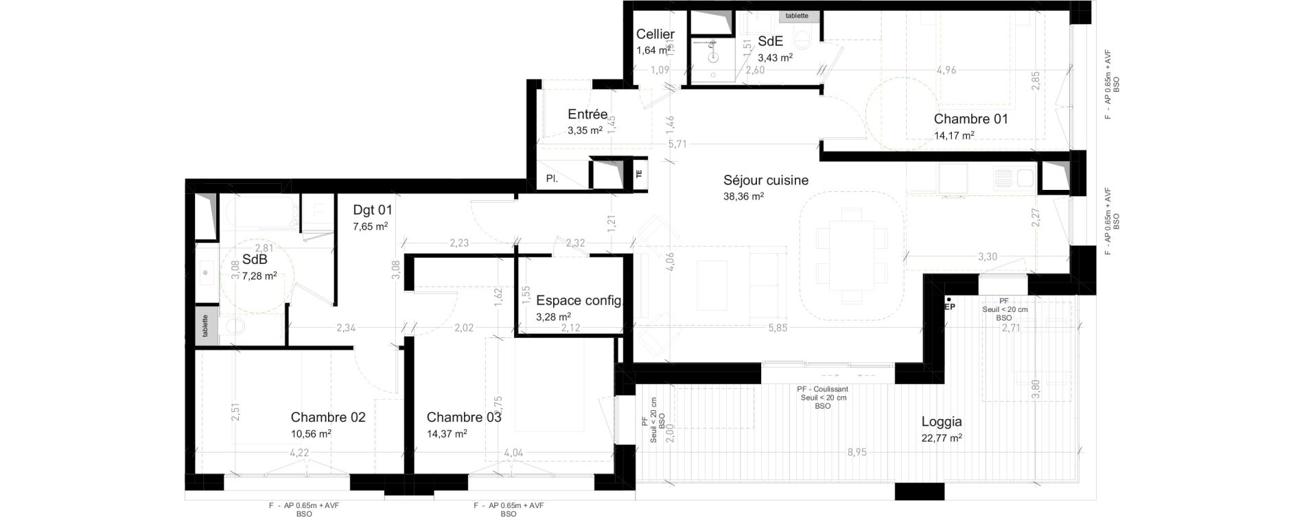 Appartement T4 de 104,09 m2 &agrave; Strasbourg Port du rhin
