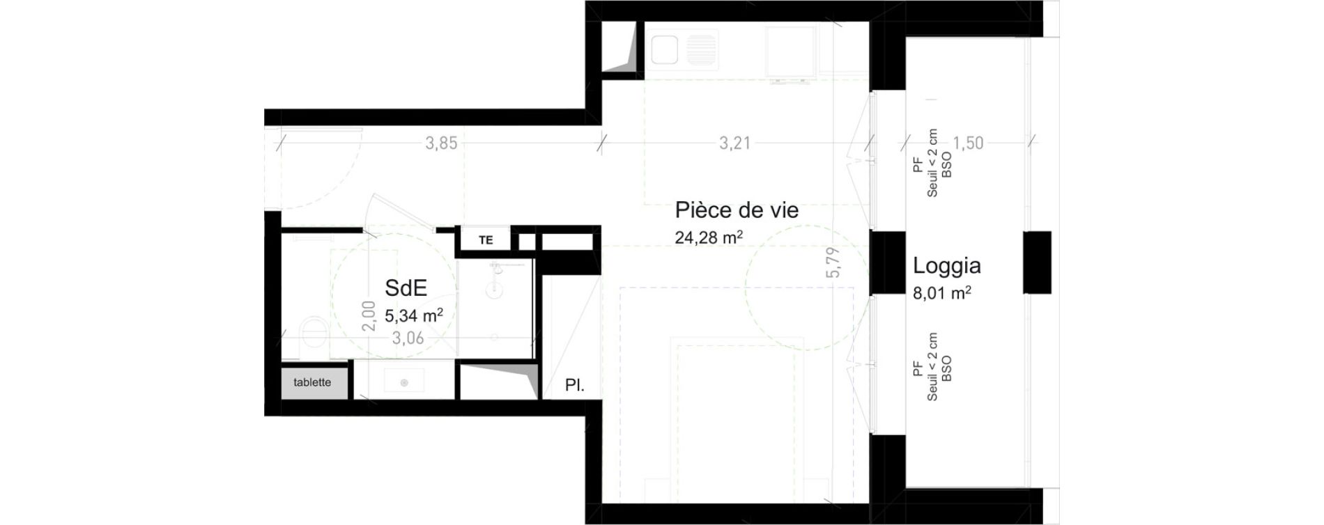 Appartement T1 de 29,62 m2 &agrave; Strasbourg Port du rhin