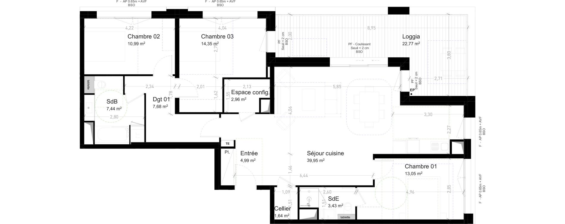 Appartement T4 de 106,48 m2 &agrave; Strasbourg Port du rhin