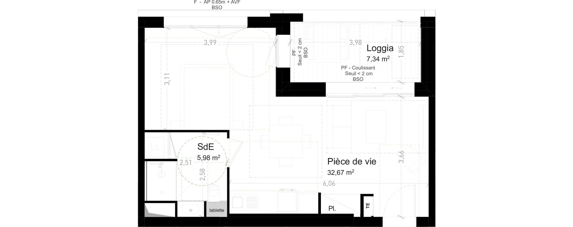 Appartement T1 de 38,65 m2 &agrave; Strasbourg Port du rhin