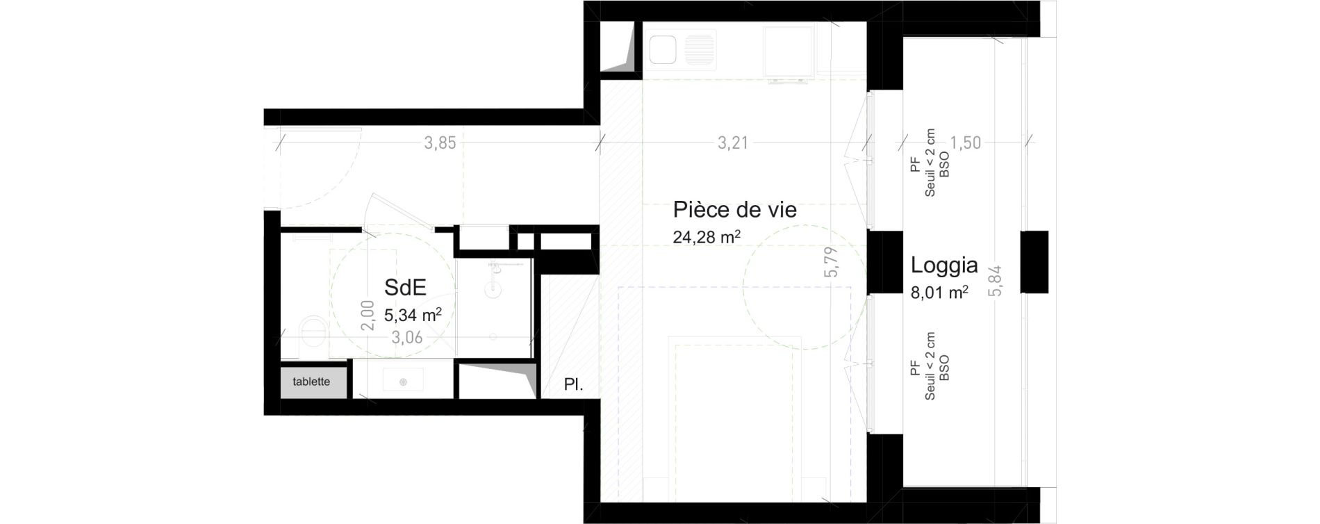 Appartement T1 de 29,62 m2 &agrave; Strasbourg Port du rhin