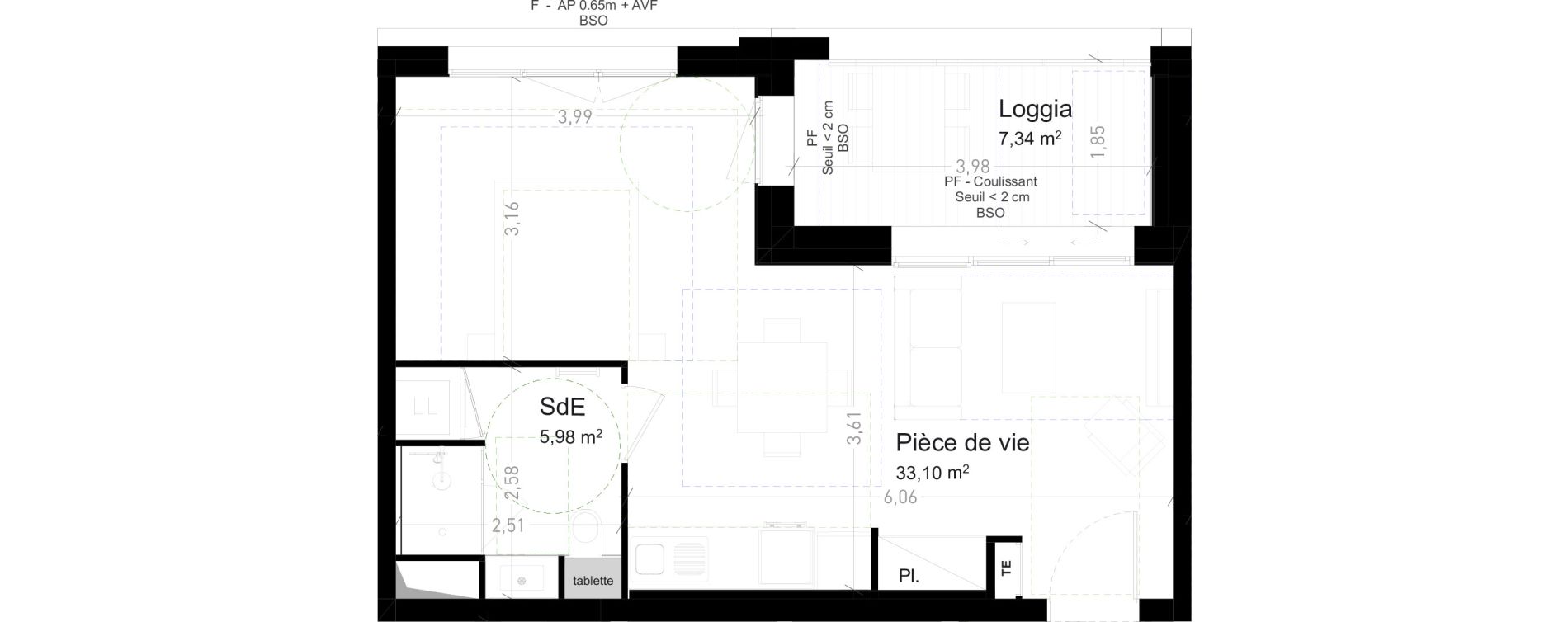 Appartement T1 de 39,08 m2 &agrave; Strasbourg Port du rhin