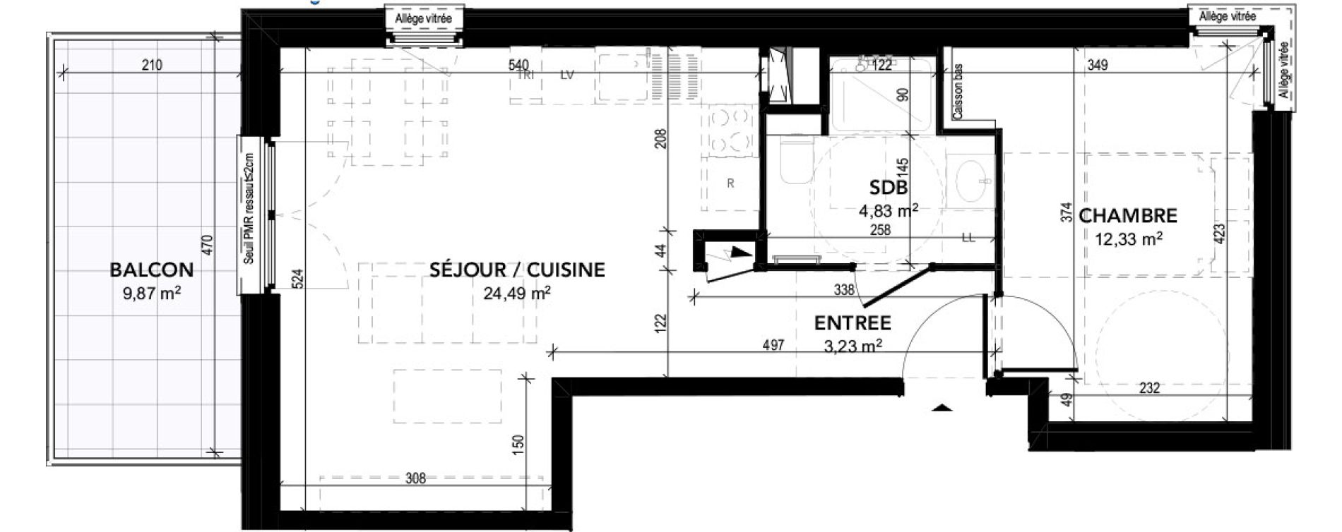 Appartement T2 de 44,88 m2 &agrave; Strasbourg Robertsau