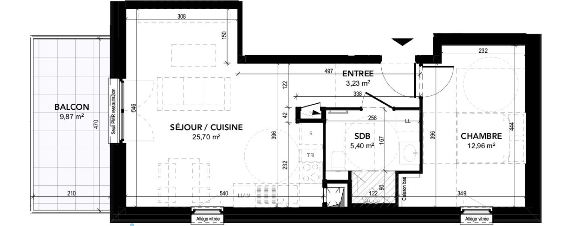 Appartement T2 de 47,29 m2 &agrave; Strasbourg Robertsau