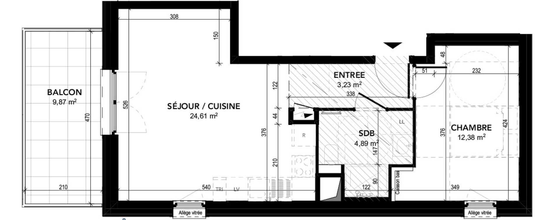 Appartement T2 de 45,11 m2 &agrave; Strasbourg Robertsau