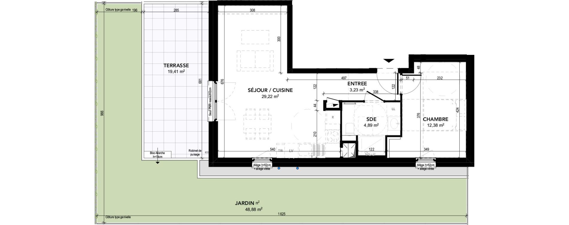 Appartement T2 de 49,72 m2 &agrave; Strasbourg Robertsau