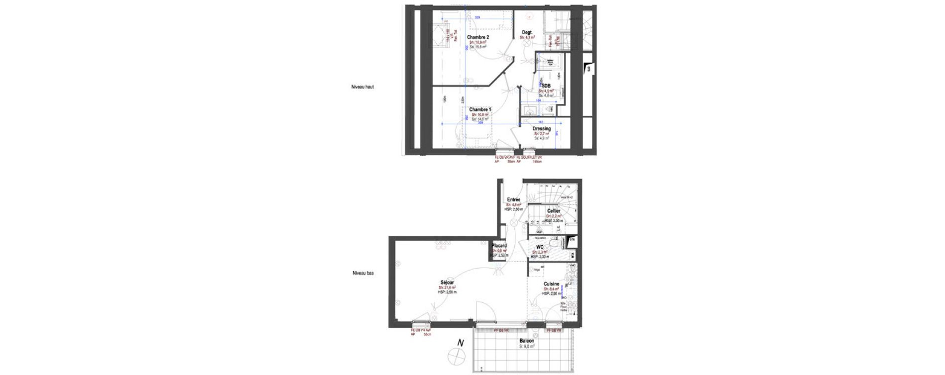 Duplex T3 de 70,80 m2 &agrave; Strasbourg La ganzau