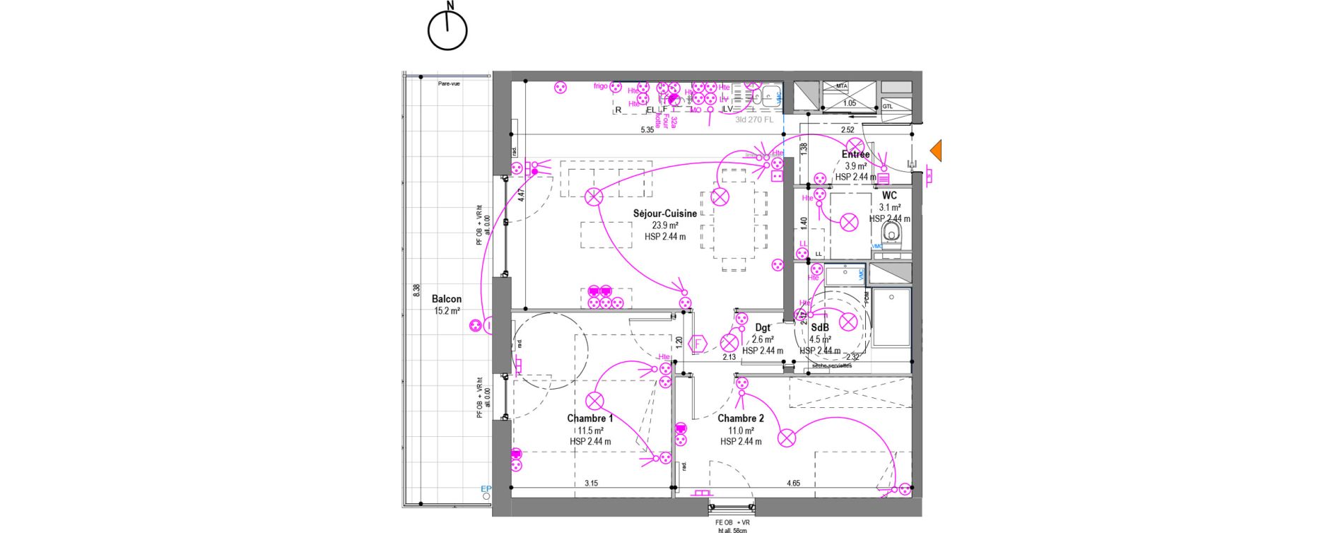 Appartement T3 de 60,50 m2 &agrave; Strasbourg La ganzau