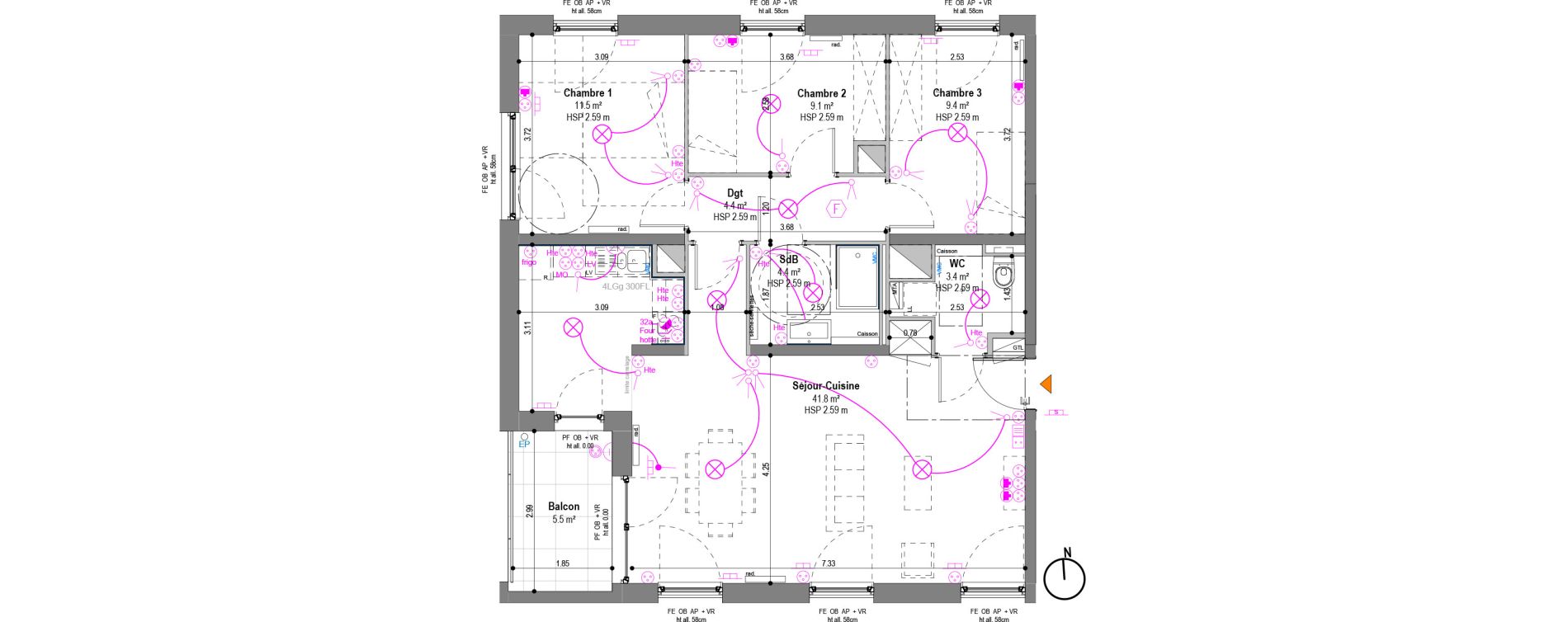 Appartement T4 de 84,00 m2 &agrave; Strasbourg La ganzau