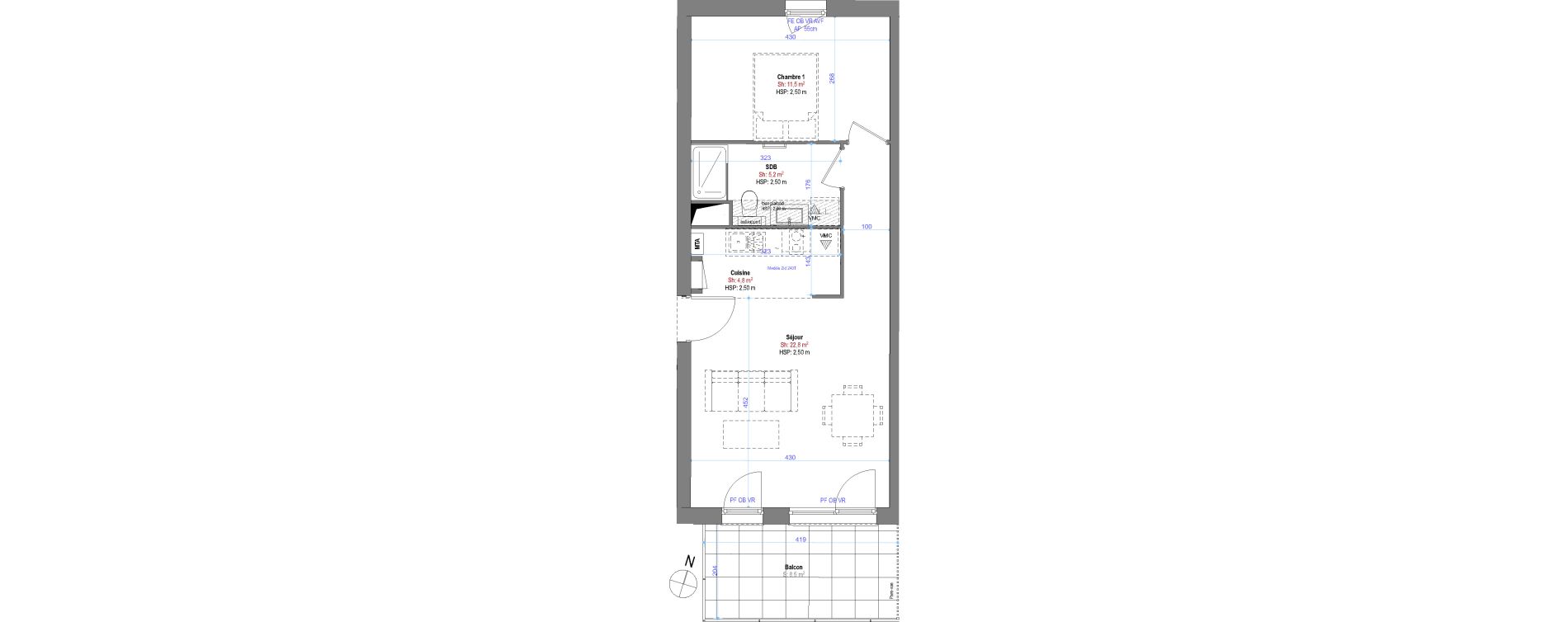 Appartement T2 de 44,30 m2 &agrave; Strasbourg La ganzau