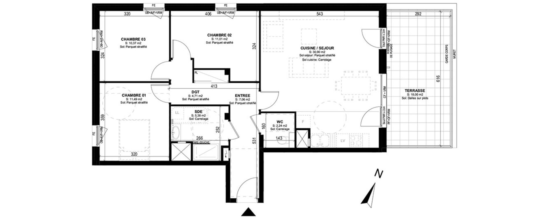 Appartement T4 de 83,16 m2 &agrave; Strasbourg Neudorf - musau