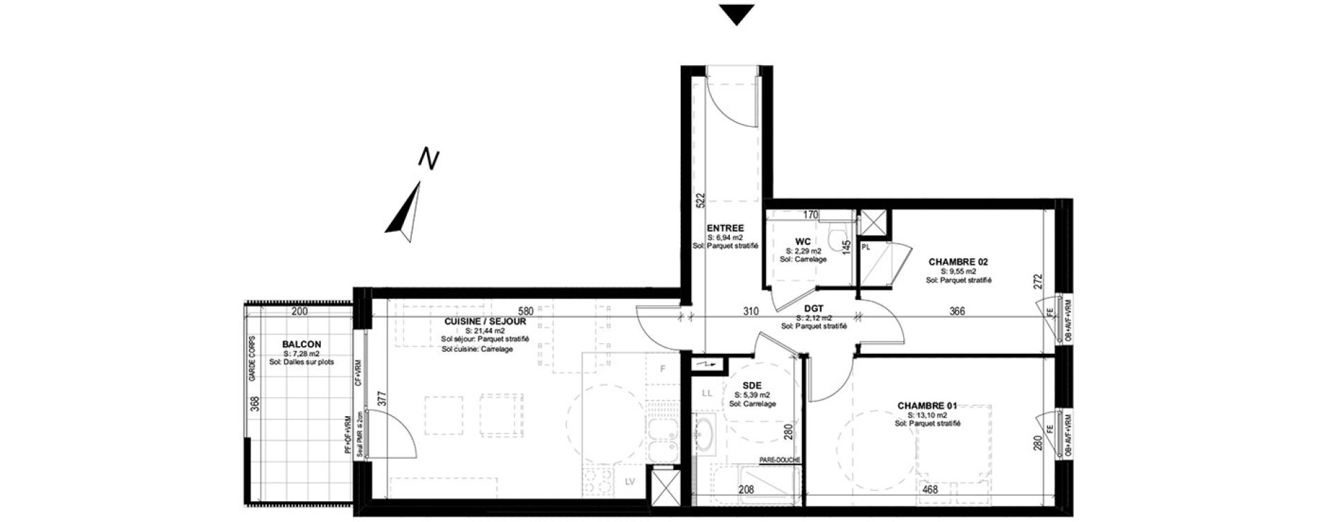 Appartement T3 de 60,83 m2 &agrave; Strasbourg Neudorf - musau