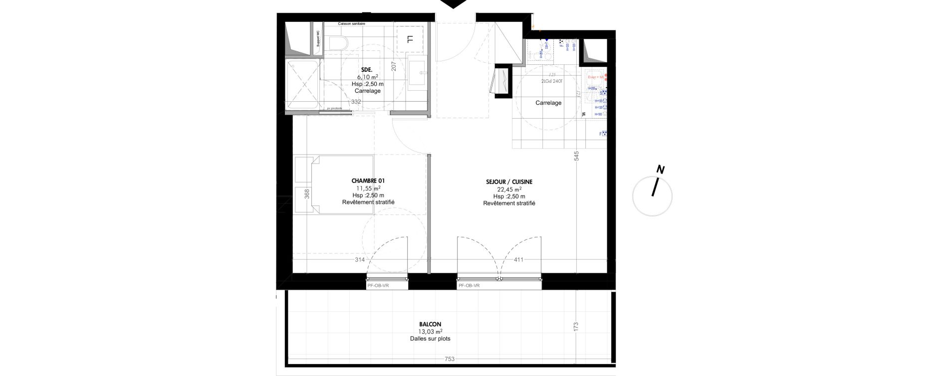 Appartement T2 de 40,10 m2 &agrave; Strasbourg Koenigshoffen