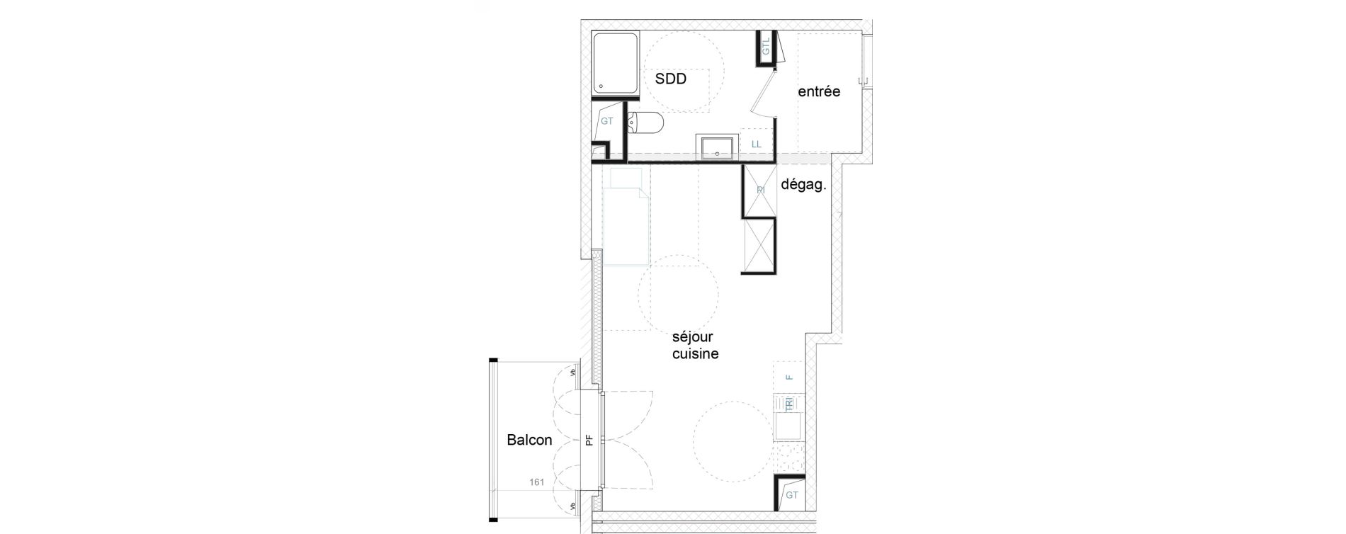 Appartement T1 de 36,89 m2 &agrave; Strasbourg Starlette