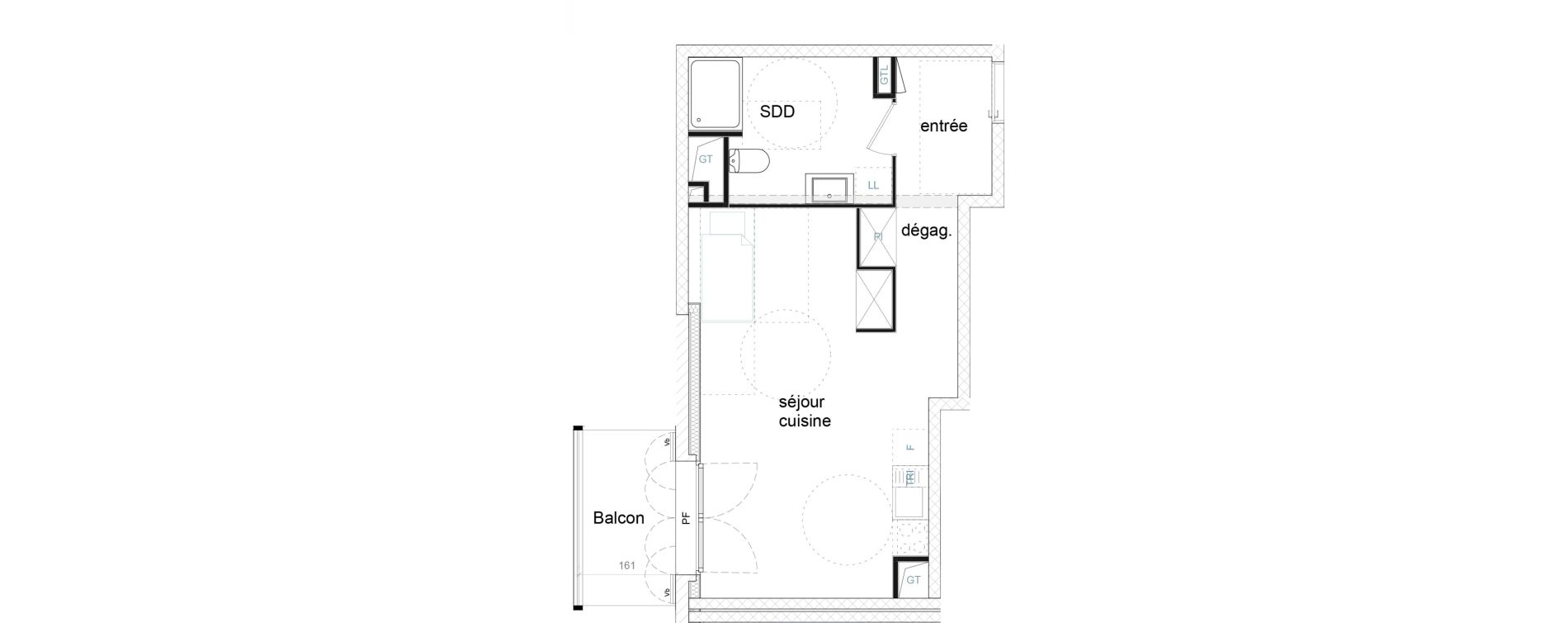 Appartement T1 de 36,89 m2 &agrave; Strasbourg Starlette