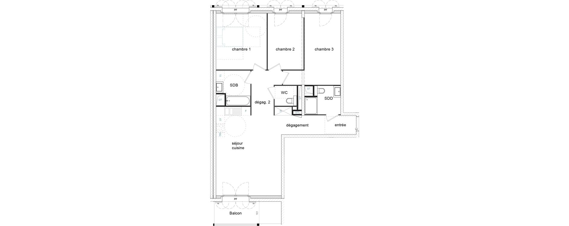 Appartement T4 de 90,66 m2 &agrave; Strasbourg Starlette