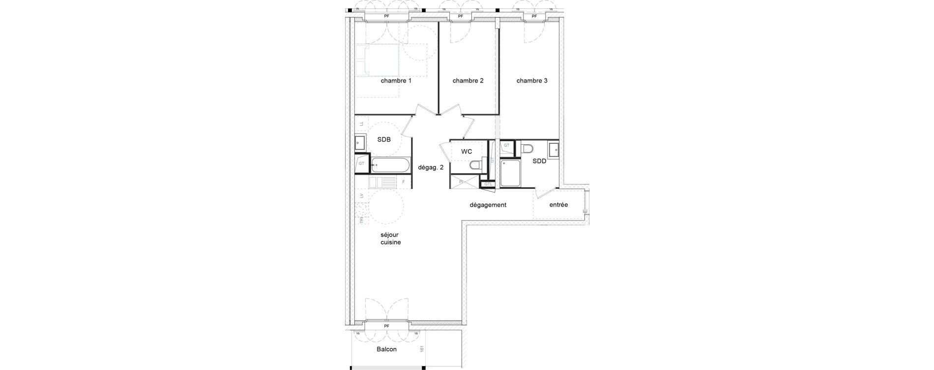 Appartement T4 de 90,66 m2 &agrave; Strasbourg Starlette