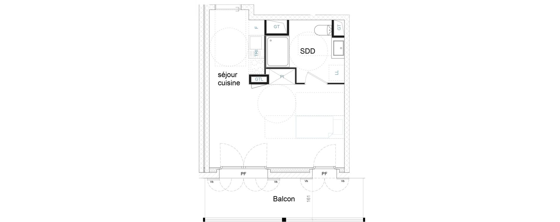 Appartement T1 de 29,36 m2 &agrave; Strasbourg Starlette