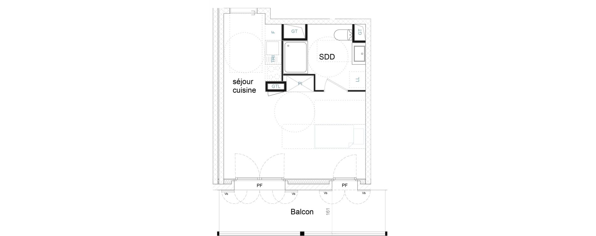 Appartement T1 de 29,36 m2 &agrave; Strasbourg Starlette