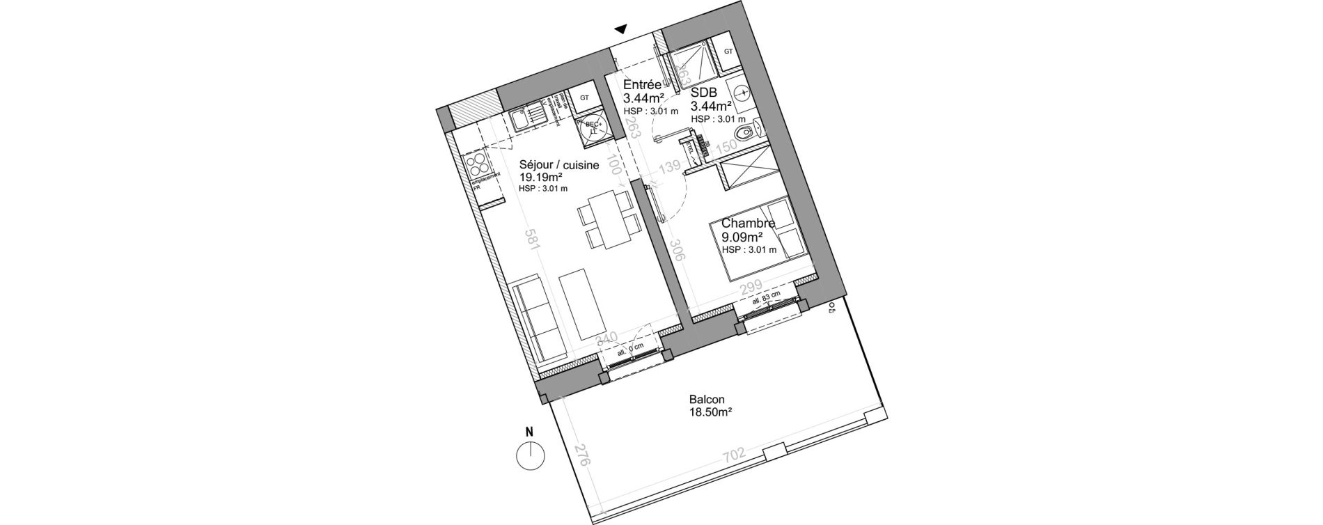 Appartement T2 de 35,16 m2 &agrave; Strasbourg Neudorf - musau