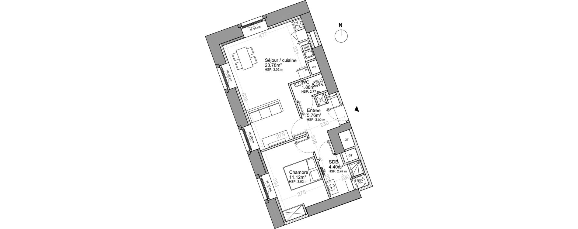 Appartement T2 de 46,94 m2 &agrave; Strasbourg Neudorf - musau