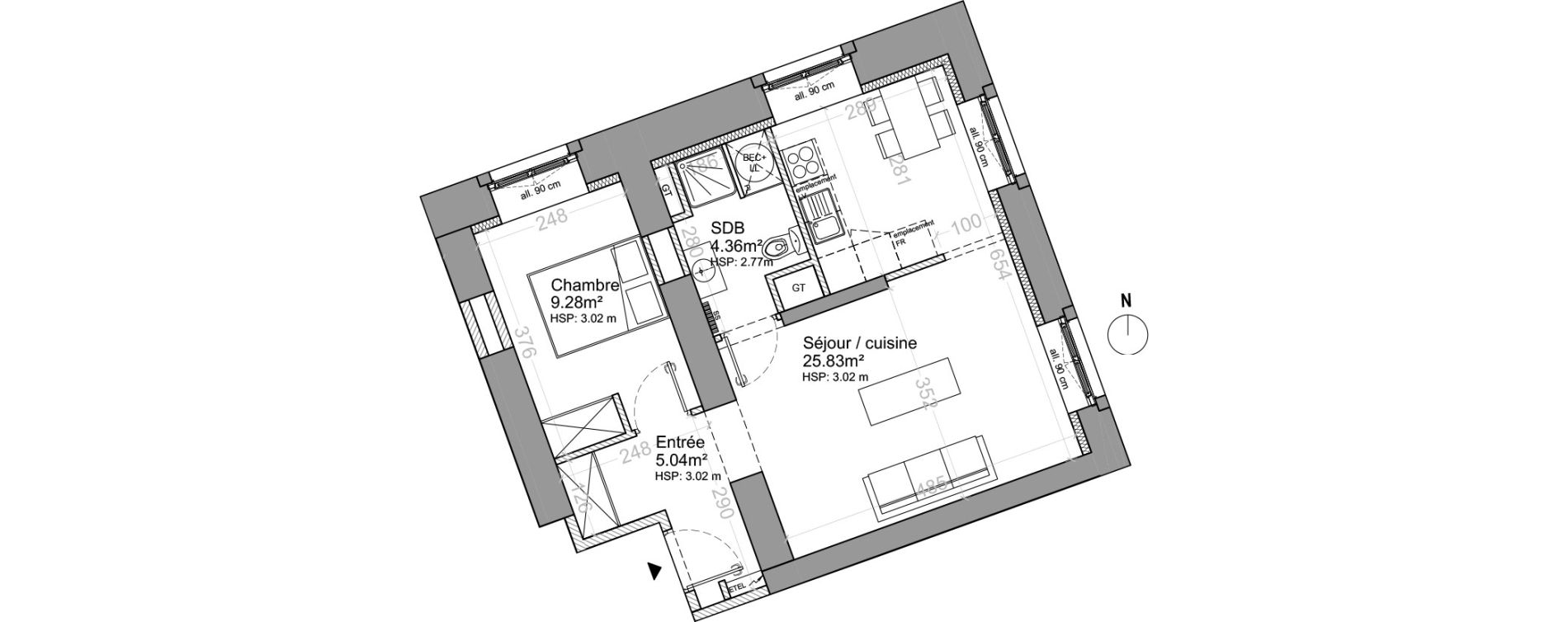 Appartement T2 de 44,51 m2 &agrave; Strasbourg Neudorf - musau