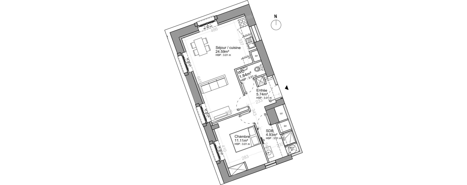 Appartement T2 de 48,21 m2 &agrave; Strasbourg Neudorf - musau