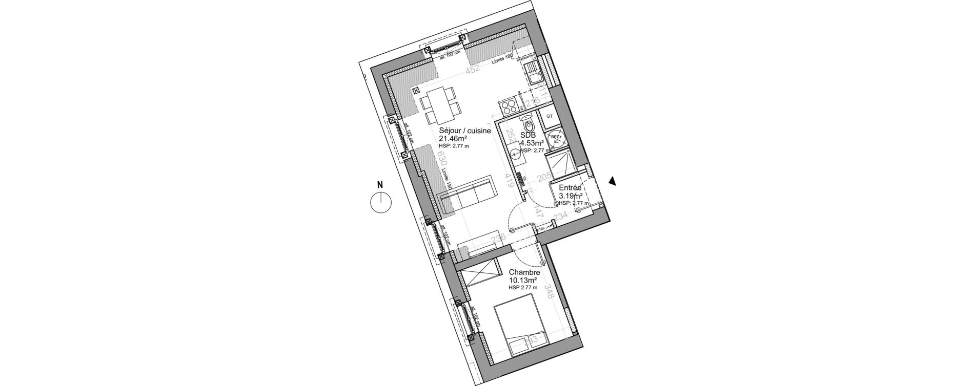 Appartement T2 de 39,31 m2 &agrave; Strasbourg Neudorf - musau