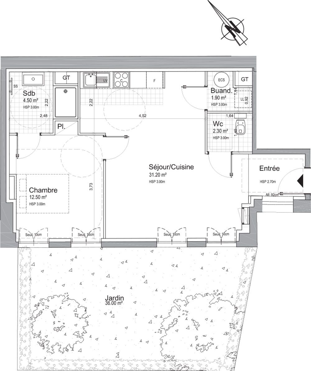 Plan Appartement T2 De 52 40 M² à Rénover Résidence « Passage De Lill