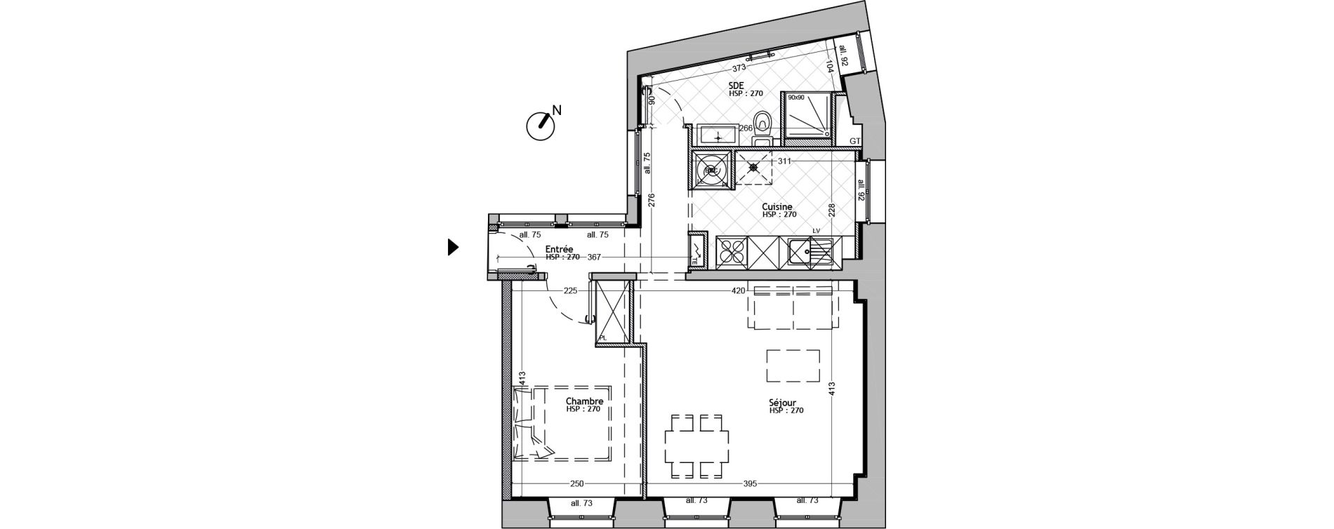 Appartement T2 de 44,40 m2 &agrave; Strasbourg La grande-&iuml;le