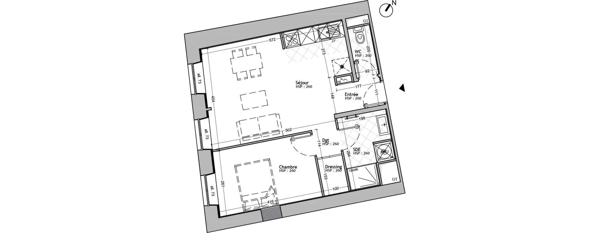 Appartement T2 de 44,30 m2 &agrave; Strasbourg La grande-&iuml;le