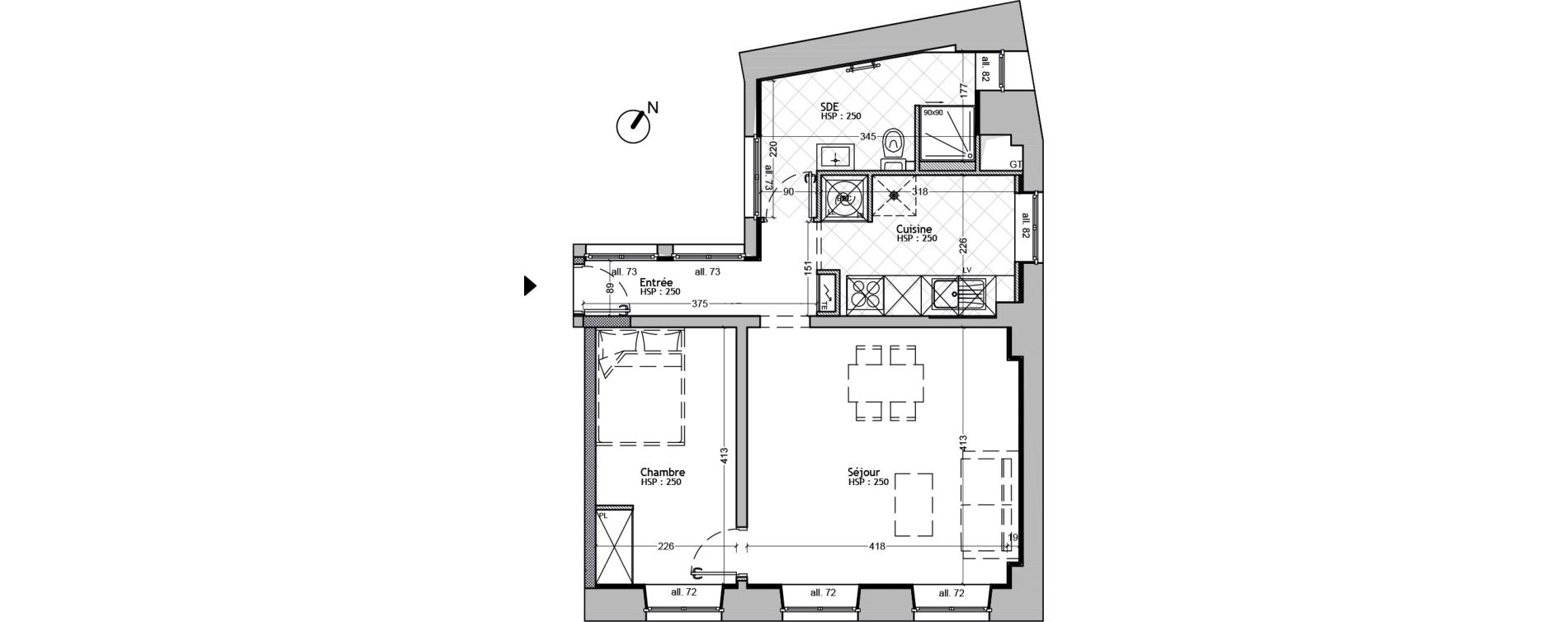 Appartement T2 de 44,20 m2 &agrave; Strasbourg La grande-&iuml;le
