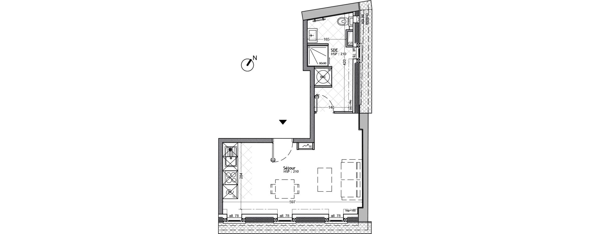 Appartement T1 de 26,40 m2 &agrave; Strasbourg La grande-&iuml;le
