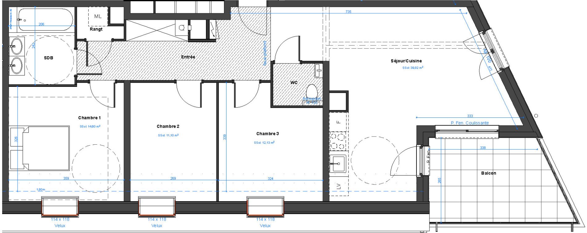 Appartement T4 de 75,05 m2 &agrave; Strasbourg Robertsau