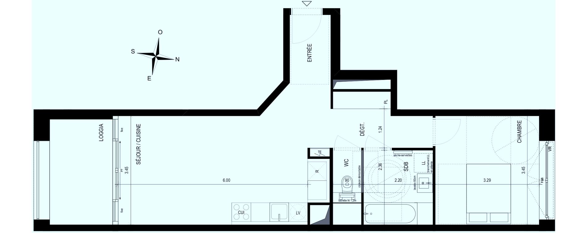 Appartement T2 de 49,50 m2 &agrave; Strasbourg Port du rhin
