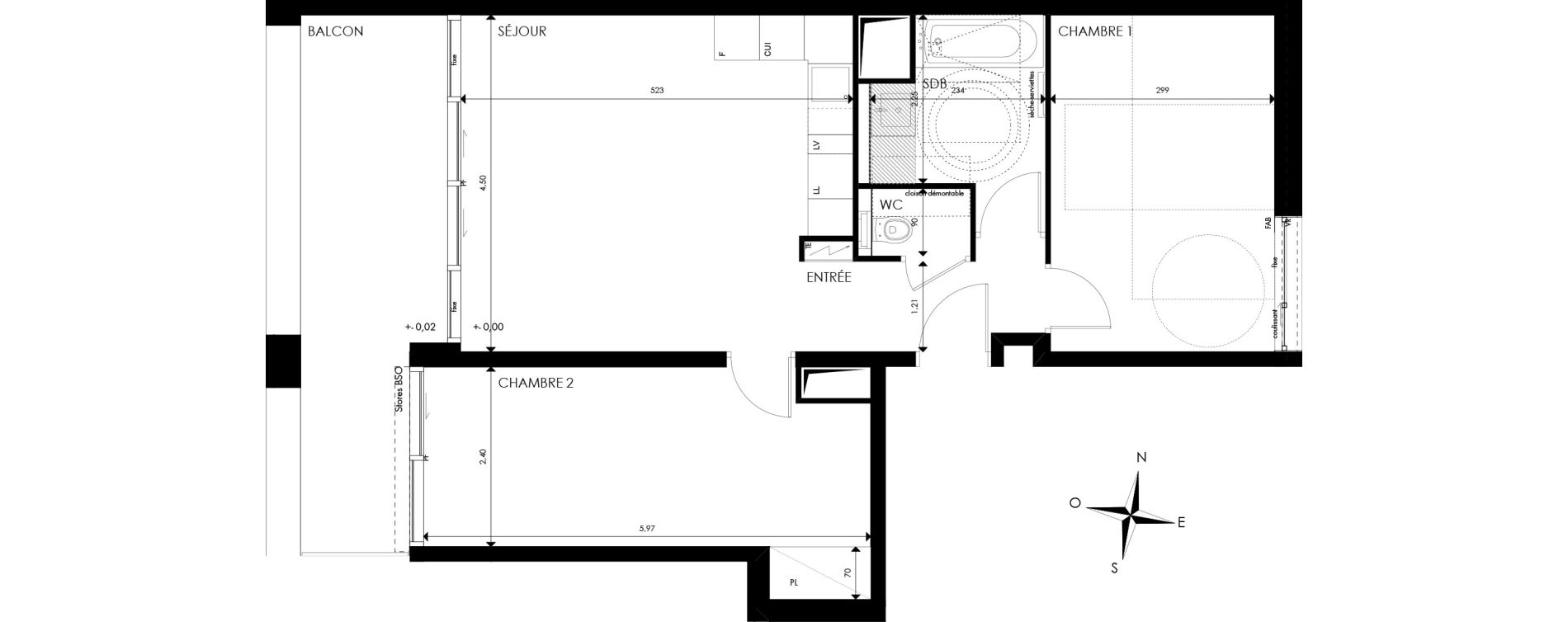 Appartement T3 de 61,30 m2 &agrave; Strasbourg Port du rhin