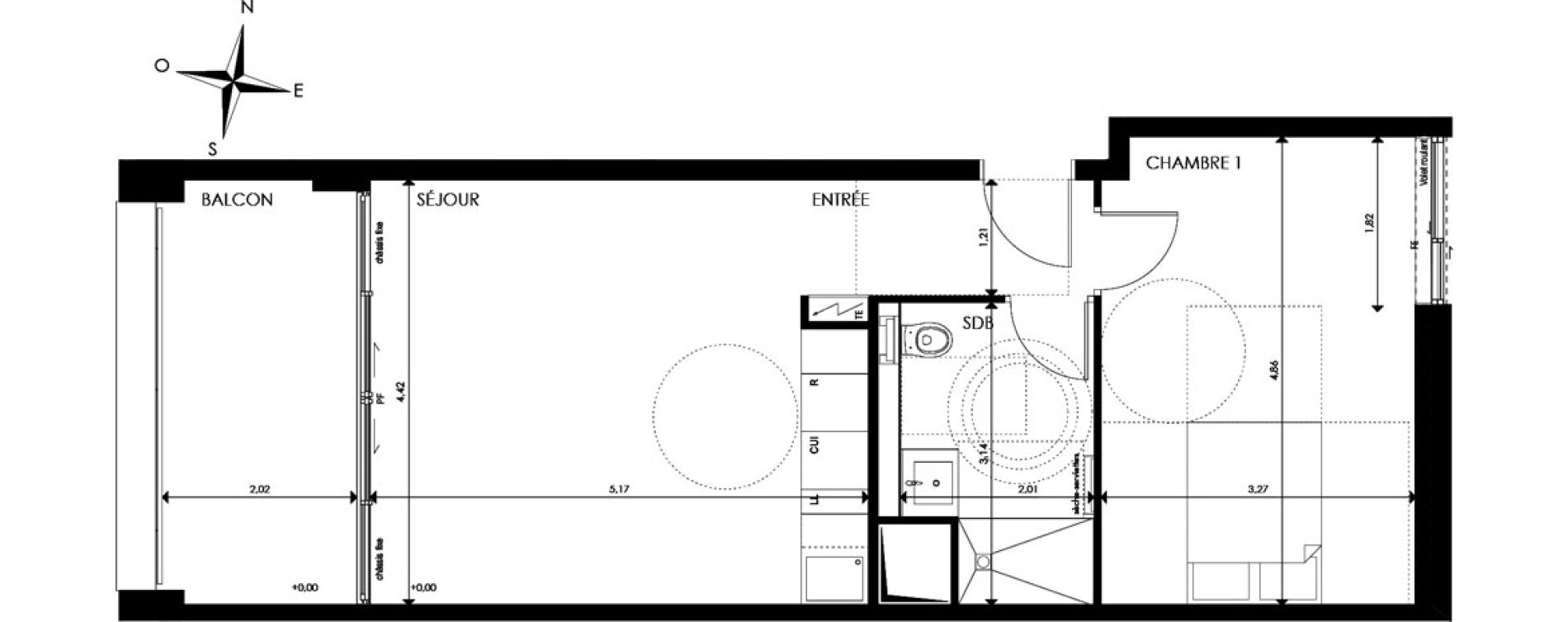 Appartement T2 de 46,90 m2 &agrave; Strasbourg Port du rhin