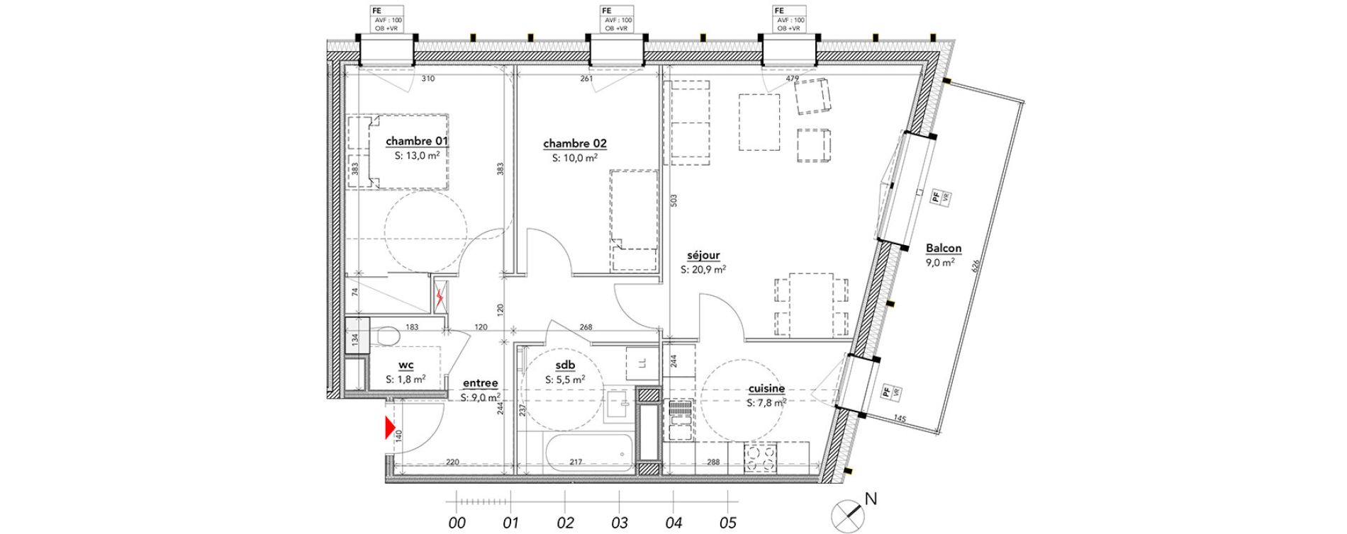 Appartement T3 de 68,00 m2 &agrave; Strasbourg Port du rhin