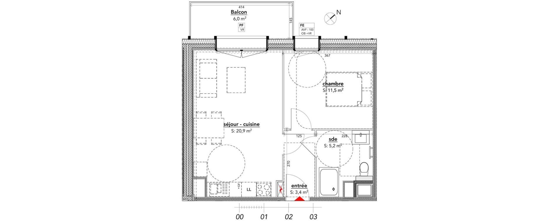 Appartement T2 de 41,00 m2 &agrave; Strasbourg Port du rhin