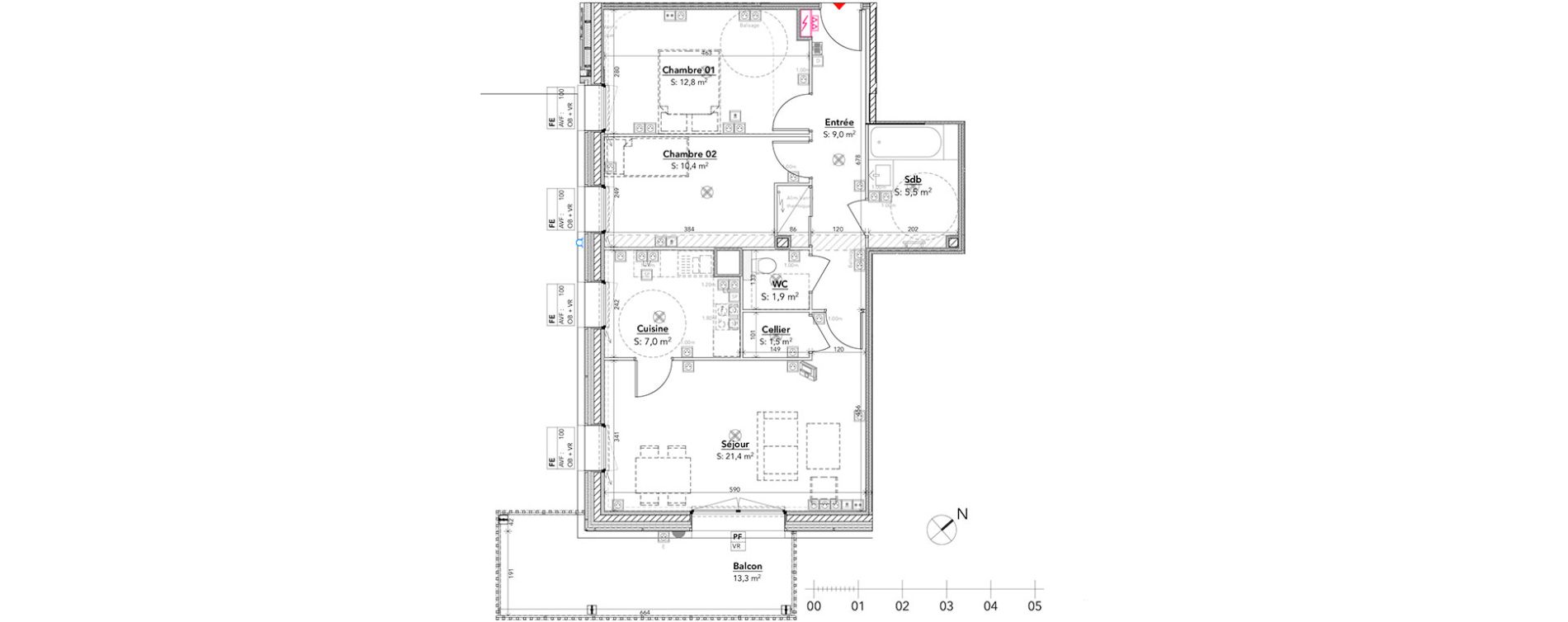 Appartement T3 de 69,50 m2 &agrave; Strasbourg Port du rhin