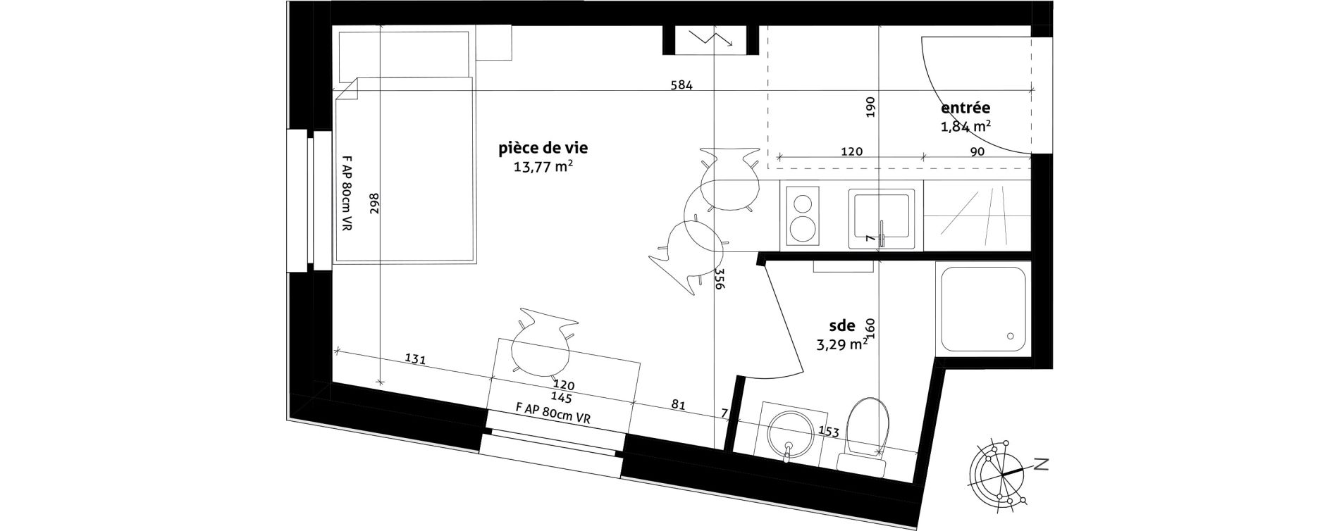 Appartement T1 de 18,90 m2 &agrave; Strasbourg Cronenbourg