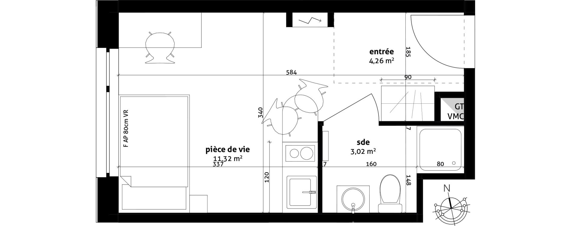 Appartement T1 Meublé De 1860 M2 2ème étage O Step Strasbourg Ref 379