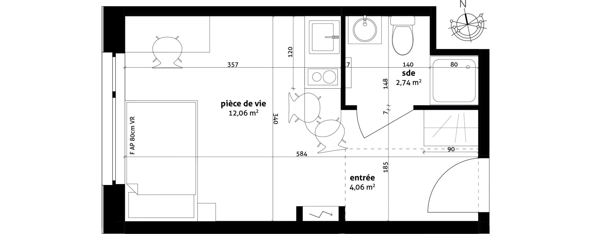 Appartement T1 de 18,86 m2 &agrave; Strasbourg Cronenbourg