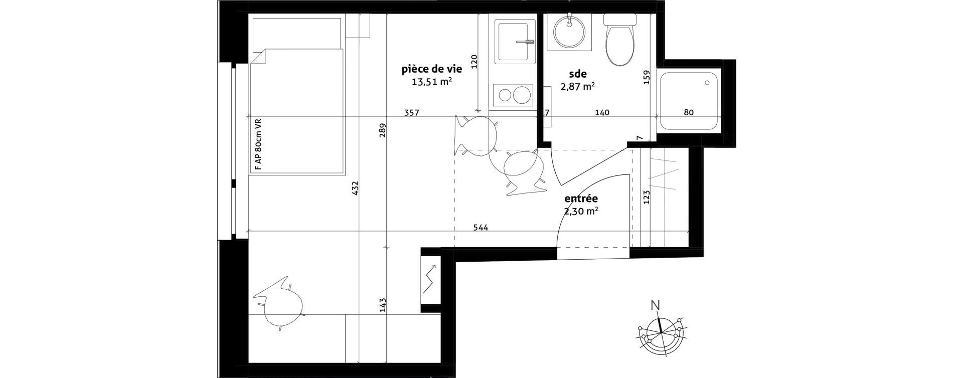 Appartement T1 de 18,69 m2 &agrave; Strasbourg Cronenbourg