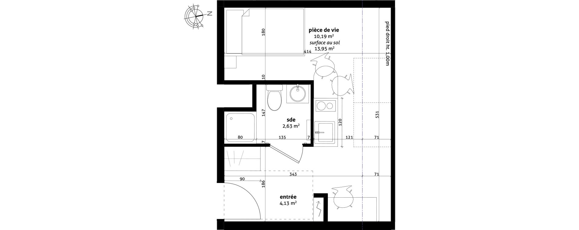 Appartement T1 de 20,71 m2 &agrave; Strasbourg Cronenbourg