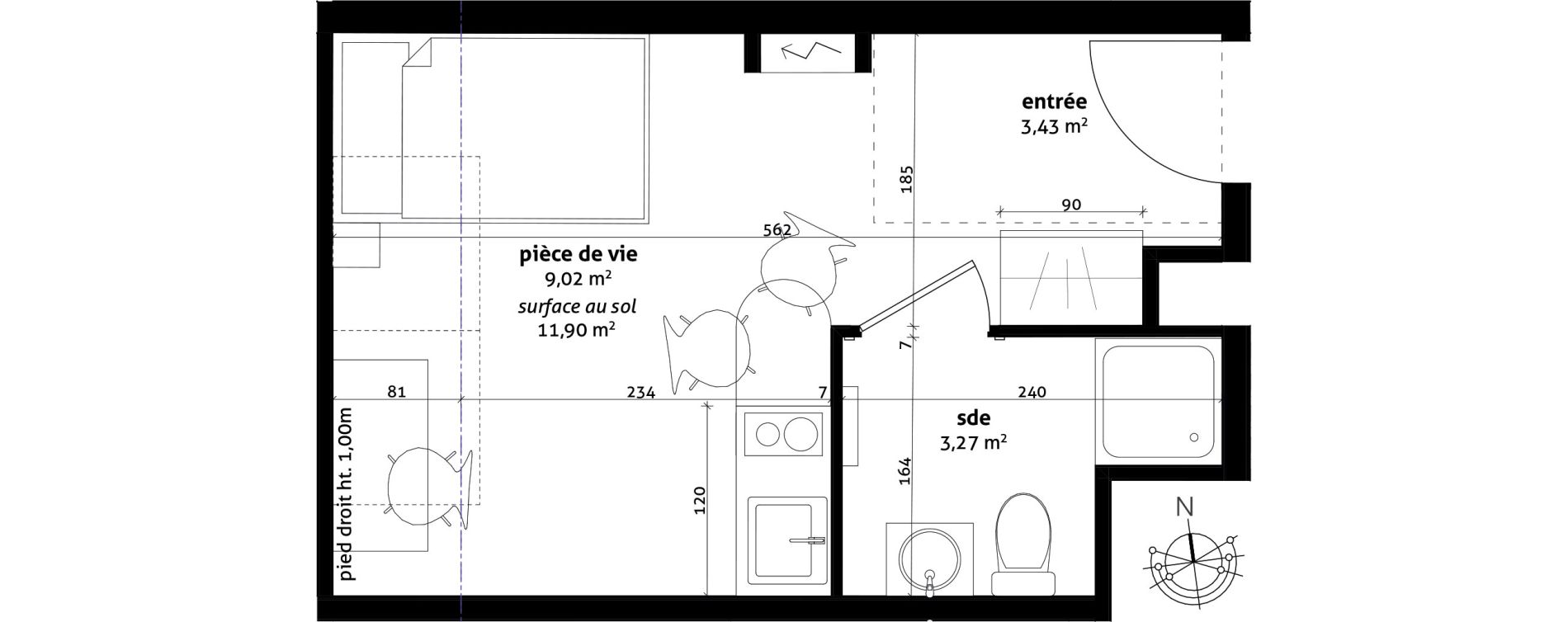 Appartement T1 de 15,71 m2 &agrave; Strasbourg Cronenbourg