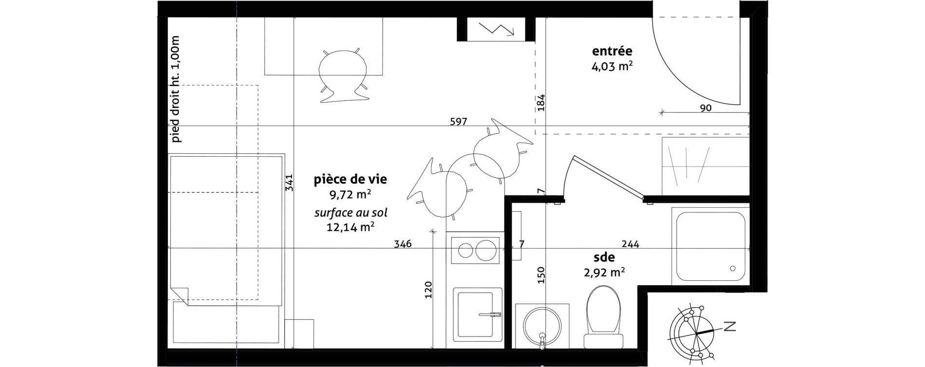 Appartement T1 de 16,67 m2 &agrave; Strasbourg Cronenbourg