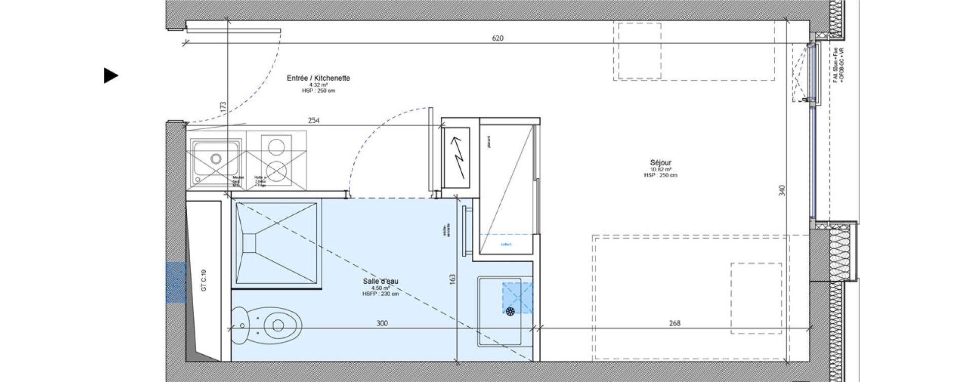 Appartement T1 meubl&eacute; de 19,64 m2 &agrave; Strasbourg Neudorf - musau