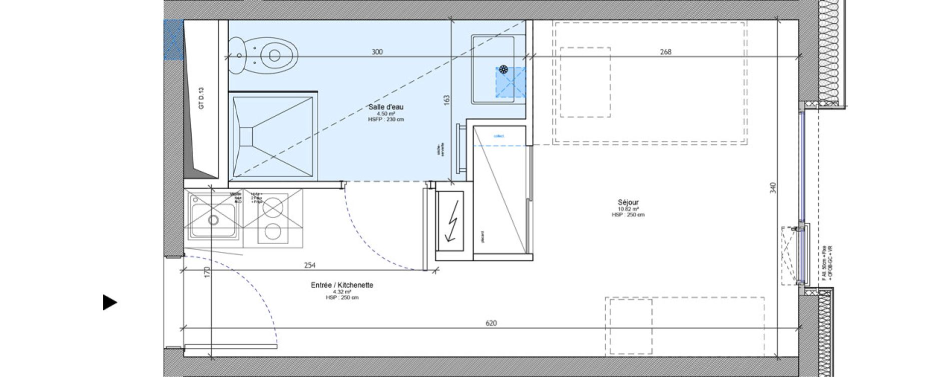 Appartement T1 meubl&eacute; de 19,64 m2 &agrave; Strasbourg Neudorf - musau