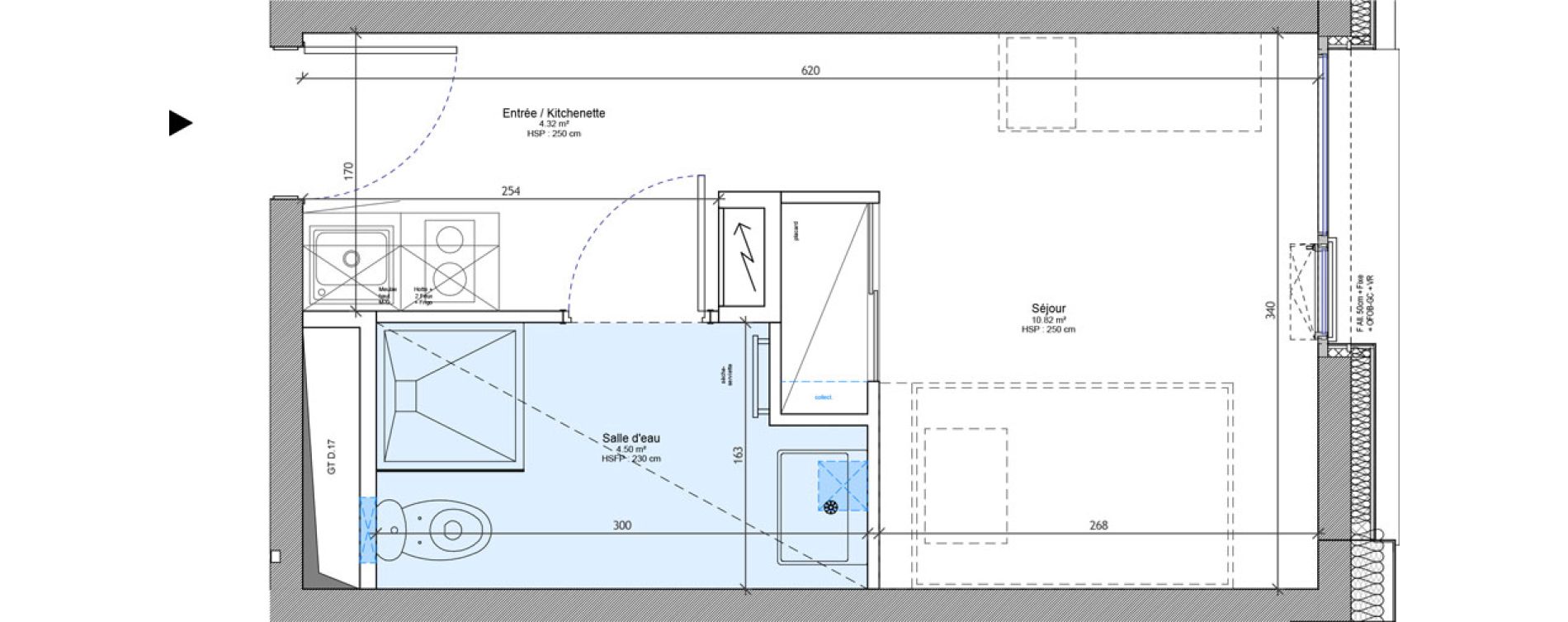 Appartement T1 meubl&eacute; de 19,64 m2 &agrave; Strasbourg Neudorf - musau